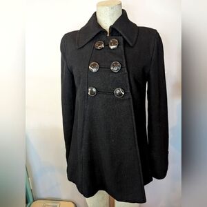 Black swing coat, wool blend woman's Size Medium
